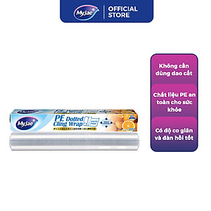 Màng bọc thực phẩm PE MyJae Đài  Loan 30cmx30m dạng xé chấm đứt bảo quản thực phẩm an toàn tiện lợi