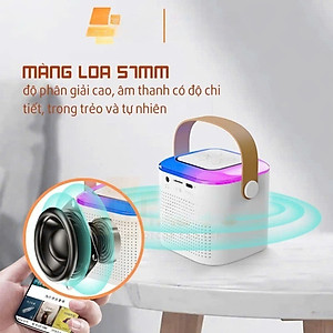 Loa Bluetooth mini kèm 2 micro hát karaoke không dây - Mic hát karaoke âm thanh chất lượng lọc âm khử nhiễu LED RGB - Hàng Nhập Khẩu