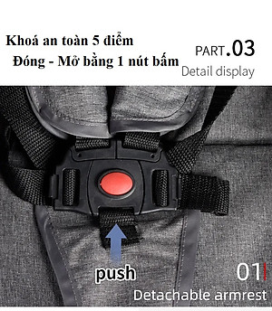 Xe đẩy cho bé du lịch A2 - Khung cao cấp siêu nhẹ, gấp gọn, bảo hành 12 tháng chính hãng