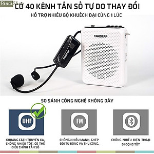 Takstar E300W- Tặng túi rút đựng máy trợ giảng - Máy Trợ Giảng Không Dây UHF, Kết Nối Bluetooth, Công Suất 10W Cho Giáo Viên, Bán Hàng - Hàng chính hãng
