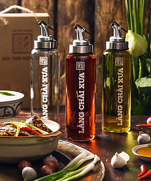 Cặp 2 Bình rót một chạm CAO CẤP One Touch Open đựng nước mắm, dầu ăn - thuỷ tinh siêu nhẹ Borosilicat