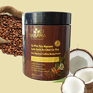 Combo Kem tan mỡ bụng 250g và Tẩy da chết cà phê Tây Nguyên 250ml TABAHA giúp mẹ sau sinh đẹp da chuẩn dáng