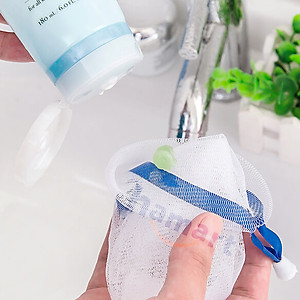 Túi Lưới Đựng Xà Phòng Tạo Bọt Xà Bông Tắm 2 Lớp Có Dây Rút Treo Tường Tiện Lợi Nhiều Màu