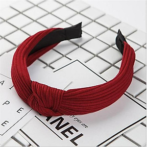 Bờm cài tóc turban nữ BN28A bản to màu đỏ đô