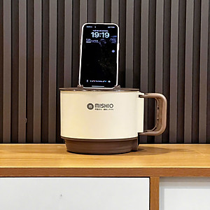 Nồi Lẩu Điện Mini 1.5L Mishio MK392 600W lòng nồi inox 304 không gỉ sét - hàng chính hãng