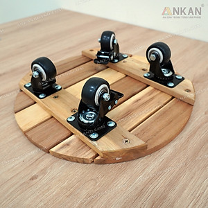 Đế Kê Chậu Cây Có Bánh Xe ANKAN, R30cm Làm Giá Đỡ Kệ Hoa Cây Cảnh, Màu Vàng Nắng, Chịu Tải 150Kg