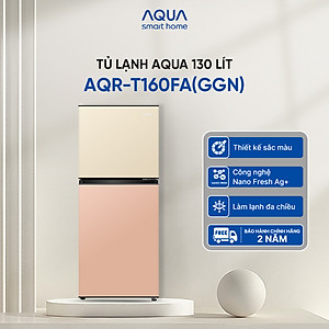 [SẢN PHẨM MỚI 2025] Tủ lạnh AQUA 130 lít ngăn đá trên AQR-T160FA(GGN) - Màu Be hồng - Freeship toàn quốc - Bảo hành 2 năm - Hàng chính hãng