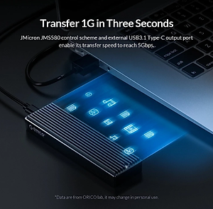 Hộp ổ cứng M.2 SSD USB 3.1 Gen 1 ORICO M2PF-C3-BK - Đen - Hàng chính hãng