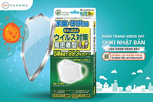 Combo 2 hộp Khẩu trang trẻ em Virus Off - Ohki Nhật Bản thiết kế 3D ôm sát mặt NV-99A 3 miếng