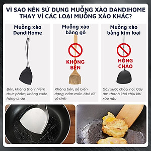 Muỗng xào DandiHome Inox 304 kết hợp bề mặt muỗng silicon cao cấp - chịu được nhiệt độ cao, an toàn với chảo chống dính