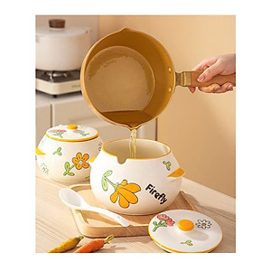 HŨ ( ÂU ) 800ML BẰNG SỨ ĐỰNG MỠ, THỐ SỨ ĐỰNG GIA VỊ, CÓ NẮP + THÌA, CHỊU NHIỆT CAO, HŨ MUỐI DƯA HỌA TIẾT VINTAG - HÀNG CHÍNH HÃNG MINIIN