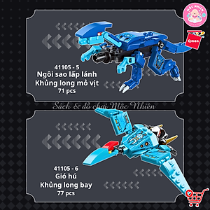 Đồ chơi xếp hình, lắp ráp 6 in 1 Qman 41105 – Chiến binh khủng long (512 mảnh ghép) dành cho bé trai trên 6 tuổi