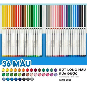 Hộp Bút Lông 36 Màu Fiber Pen Washable - Nét Mảnh Nét To - Colokit SWM - Thiên Long