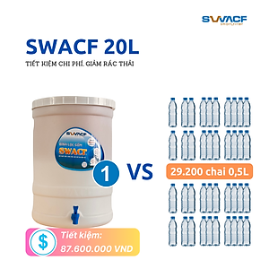Bình lọc nước uống trực tiếp SWACF 20L | CWF, lõi lọc 10L, tốc độ lọc 2-4 lít/giờ, giữ khoáng thiết yếu - Công nghệ Mỹ