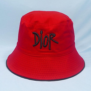 Mũ bucket thêu chữ D nón tai bèo vành nhỏ nón bucket đội được 2 mặt thời trang