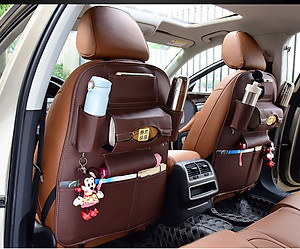 Tấm da treo ghế để giấy ăn, chai lọ tiện lợi giúp nội thất xe gọn gàng - màu ngẫu nhiên 