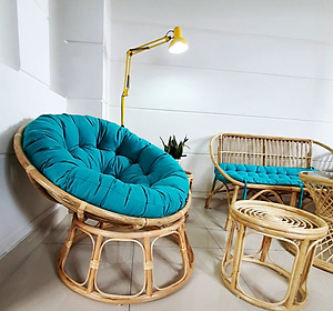 Ghế papasan ( nệm vải bố cotton  xanh ngọc)