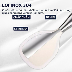Muỗng xới cơm chống dính tay cầm inox 304 DandiHome