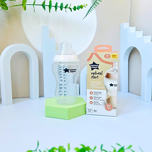Combo Bình Sữa Tommee Tippee Natural Start Ty Siêu Mềm Tự Nhiên 340ml & Núm Ty Silicon Thay Thế 6M+