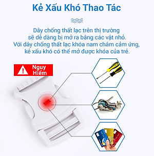 Dây Đai Đeo Tay Chống Lạc KUNBE Dài 2.5M Khóa Nam Châm Cảm Ứng An Toàn Cho Bé