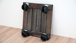 Đế Lót Chậu Cây Có Bánh Xe Thương Hiệu ANKAN, Đế Để Chậu Cây, Mặt Vuông Bằng Gỗ Tràm, Màu Đen Đường Kính 30 Cm, Tải Trọng 80kg - Hàng Xuất Khẩu