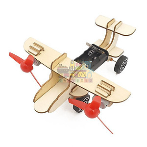 Bộ Đồ Chơi Khoa Học Và Công Nghệ Tự Làm DIY Wood Steam, Đồ Chơi Lắp Ghép STEM, Đồ Chơi Gỗ Cao Cấp Máy Bay 2 Động Cơ
