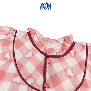 Đầm bé gái họa tiết Caro hồng túi tim xô muslin - AICDBGPBGZT9 - AIN Closet