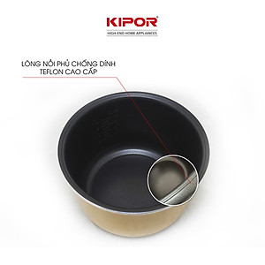 Nồi cơm điện KIPOR KP-N6518 - 1.8L - Nồi cơ dung tích lớn 4-6 người ăn, chống dính TEFLON 3mm 1Kg, màu đỏ/vàng đa năng -Hàng chính hãng- Bảo hành tại nhà 12 tháng
