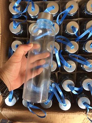 Bộ 5 BÌNH THUỶ TINH DETOX dây xách nắp bạc 500ml 