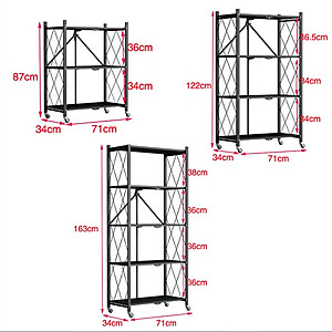 Kệ đa năng gấp gọn 3/4 tầng bằng Thép Carbon không gỉ, Kệ lò vi sóng có bánh xe, kệ sách trang trí