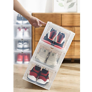 Hộp Đựng Giày Dép Bằng Nhựa Cứng Nắp Trong Suốt - Chịu Lực Tốt - Cửa Nam Châm - Dễ Dàng Tháo Lắp - Hàng Cao Cấp