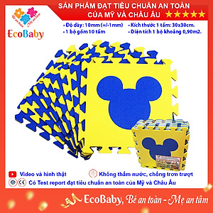Bộ 10 tấm Thảm xốp cho bé ECOBABY, thảm xốp đạt tiêu chuẩn Mỹ và Châu Âu, độ dày khoảng 1cm, kích thước 1 tấm 30x30cm - Mickey