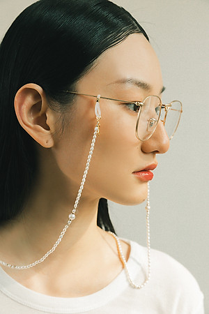 Dây hạt trai đeo kính chuỗi hạt vàng phong cách retro cổ điển Pháp trang sức thiết kế handmade