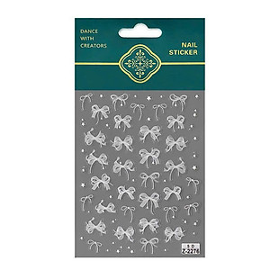 Sticker 5D Nơ Ren Lụa Nổi Z2276 Siêu Hot, Hình Dán Móng Nơ Trắng CA6846 Làm Nail Trẻ Trung Nữ Women