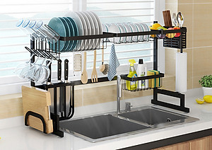 Kệ Để Bát Thông Minh, Giá Kệ Để Chén Bát Đũa Đa Năng Chọn Size (65/85/95/125cm – 1 tầng/2 tầng) – Thép Carbon Không Gỉ - Sơn Tĩnh Điện Cao Cấp Siêu Bền – Chống Bám Bụi Chính Hãng MINIIN