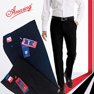 Quần tây nam Amazing màu đen và xanh đen, size 28 đến 40, form công sở truyền thống, không ly, ống suông