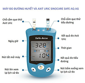Hộp 50 que thử Axit Uric cho máy Sinocare Safe AQ UG + Tặng 50 kim chích máu