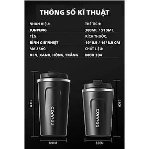 Cốc Giữ Nhiệt Coffeeholic Inox 304 Dung Tích 510ml Cao Cấp Kiểu Dáng Hàn Quốc Cầm Tay Sang Trọng- Hàng Chính Hãng