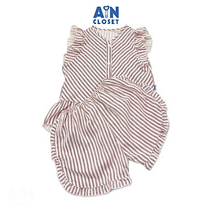 Bộ quần áo ngắn bé gái họa tiết Kẻ Đỏ cotton - AICDBGPZCULS - AIN Closet