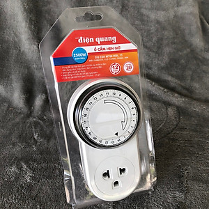 Ổ cắm hẹn giờ  Điện Quang ĐQ ESK MT06 WBL 13 ( Điều chỉnh cơ, 1 lỗ - 3 chấu, trắng – đen )