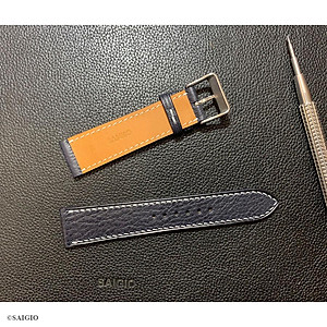 Dây Đồng Hồ Da Bò Cao Cấp, Kiểu Dáng Cổ Điển - Phẳng Mỏng - Chỉ Trắng, Mặt Lót Chống Thấm Mồ Hôi, Tích Hợp Lớp Gia Cố Chống Giãn Đặc Biệt, Phụ Kiện Khóa và Chốt Bằng Thép Không Gỉ 316L - Hàng Chính Hãng SAIGIO