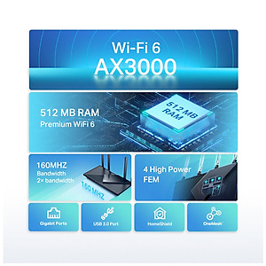 Bộ Phát Wifi TP-Link Archer AX55 Chuẩn Wi-Fi 6 AX3000 - Hàng Chính Hãng