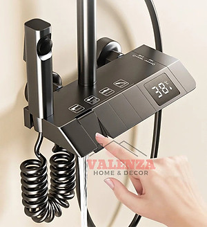 (Tặng ống nối cây sen) Sen cây phím đàn đồng mạ nano xám màn hình hiển thị nhiệt độ tự động kèm xịt vệ sinh