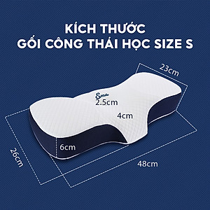 Gối cao su non công thái học chống đau vai ngáy, ngủ ngáy, hỗ trợ ngủ nhanh EMA- Thiết kế riêng biệt cho tư thế nằm ngửa và nằm nghiêng