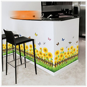 Decal dán chân tường Hoa hướng dương 2 AmyShop DCT034 - 2 bộ(42 x 200 cm)