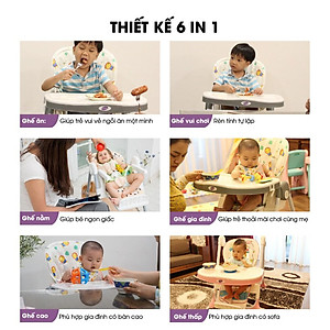 Ghế ngồi ăn dặm điều chỉnh độ cao, điều chỉnh ngả lưng có bánh xe Mastela 1015 cho bé 6 tháng đến 5 tuổi chuẩn ASTM Mỹ - tặng áo yếm ăn dặm chống nước