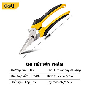 Kìm Cắt Đa Năng Deli Cao Cấp Kích Thước 8inch - Chất Liệu Chống Mòn, Gỉ - Sử Dụng Được Trên Nhiều Vật Liệu - DL2908