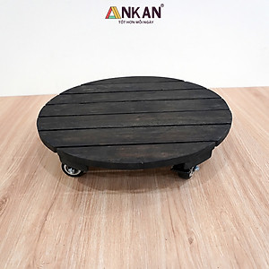 Đế Lót Chậu Cây Có Bánh Xe Cao Cấp ANKAN, Tròn Màu Xám Đen R35cm, Tải trọng 150 Kg, Di Chuyển Chậu Cây Êm Ái, Không Ồn