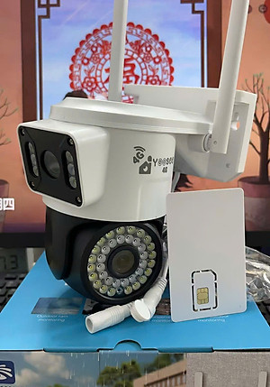 (Mẫu 2024) Camera 4G Yoosee 2 MẮT XEM 2 MÀN HÌNH 5.0MPX xoay 360 độ, xem đêm có màu, hỗ trợ đàm thoại 2 chiều - hàng chính hãng
