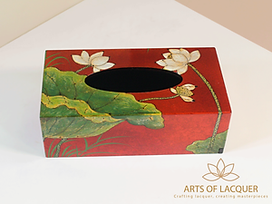 Hộp Đựng Khăn Giấy Sơn Mài Hoa Sen